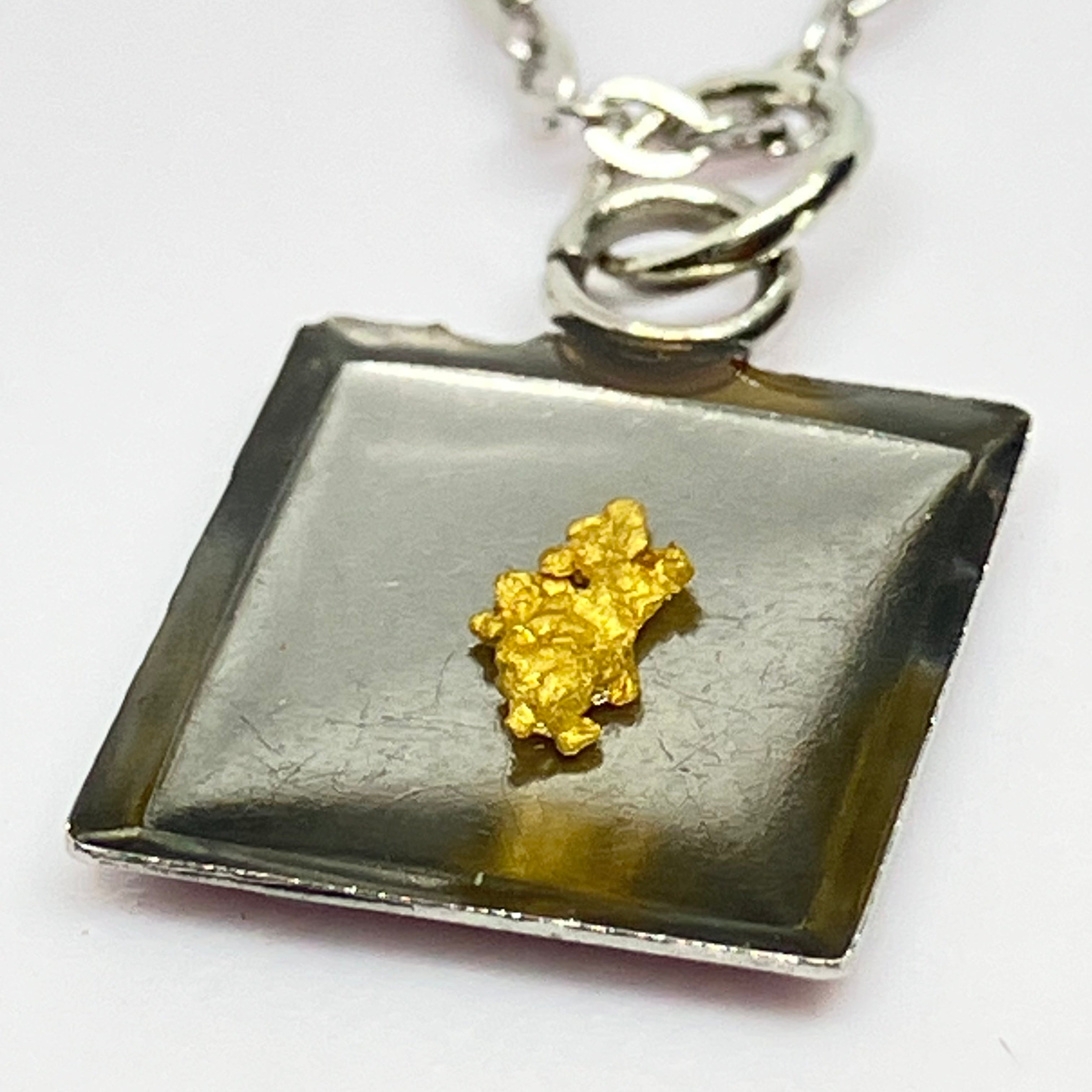 Gold Nugget Necklace (silvery chain)