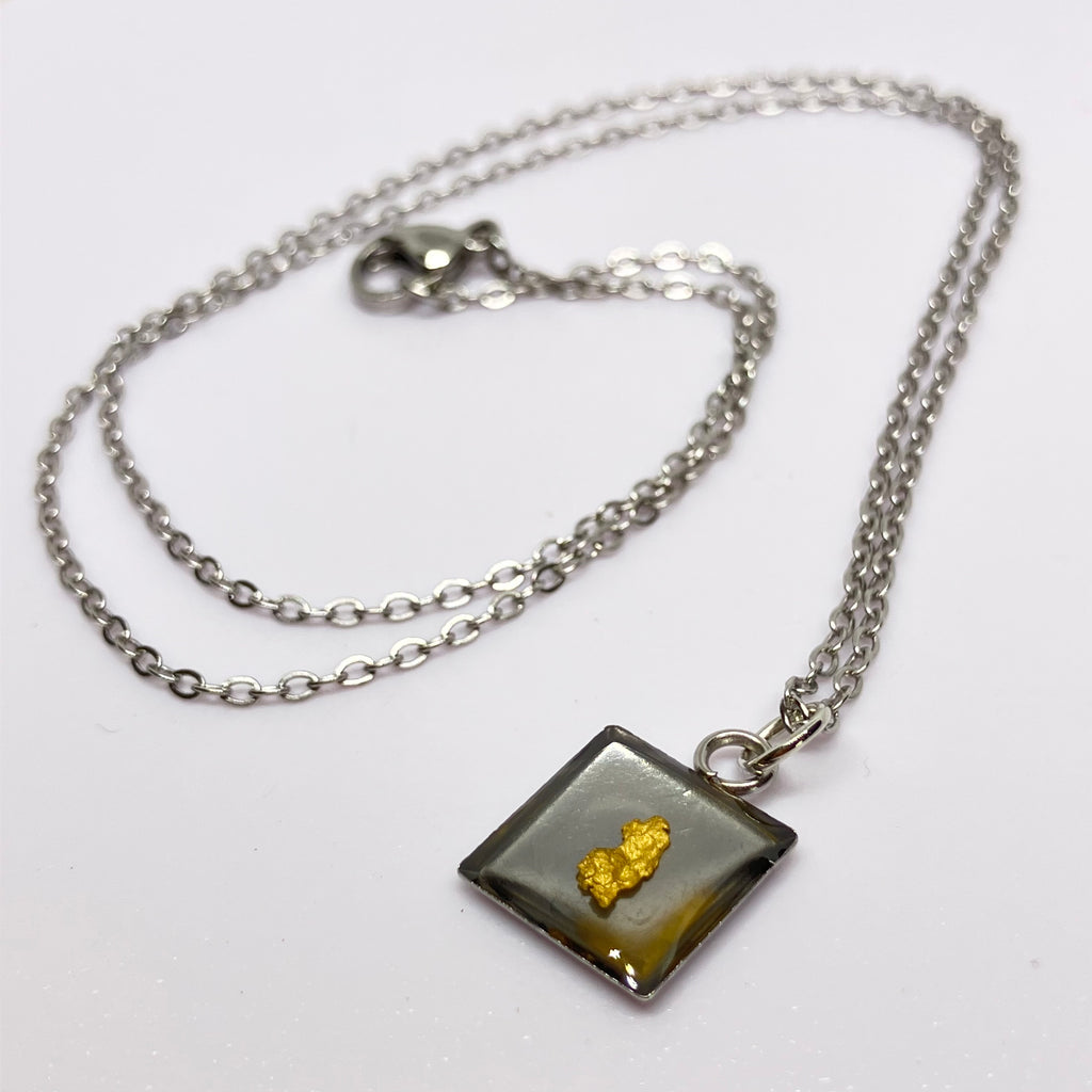 Gold Nugget Necklace (silvery chain)
