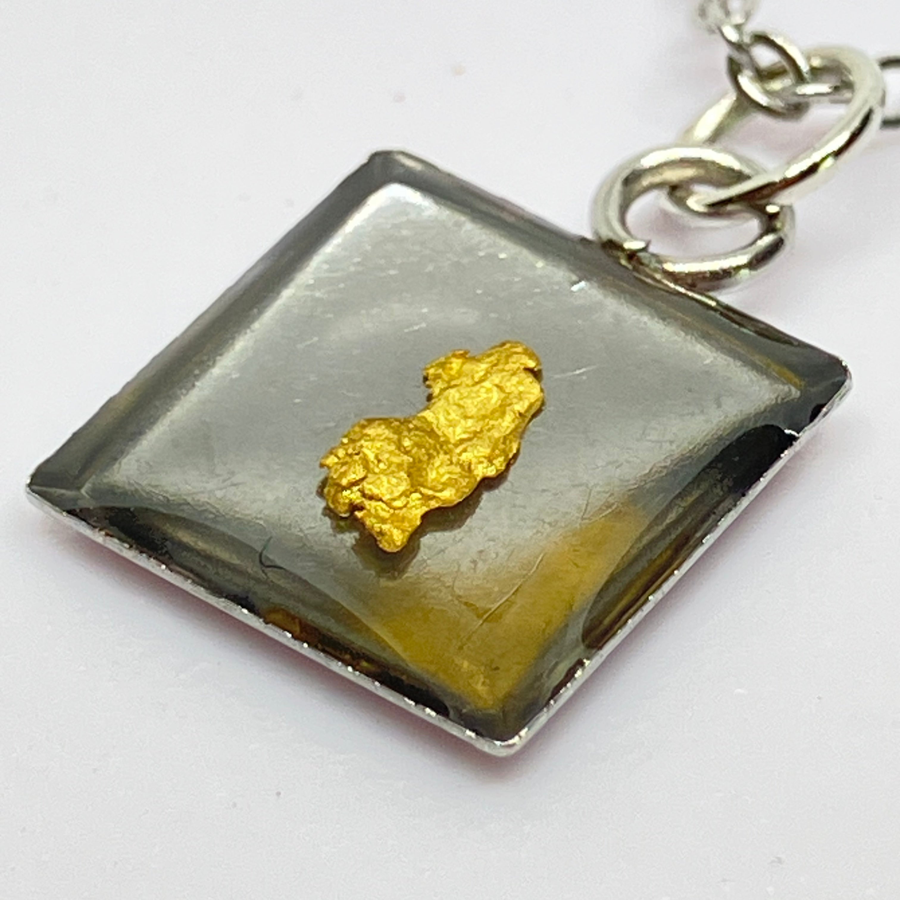 Gold Nugget Necklace (silvery chain)