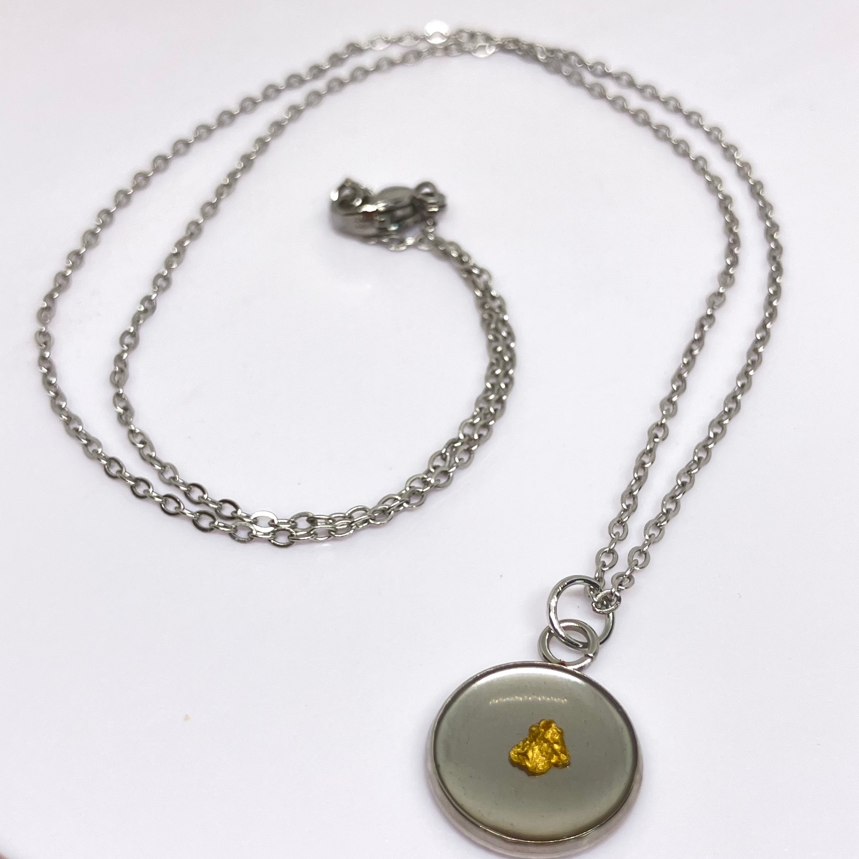 Gold Nugget Necklace (silvery chain)