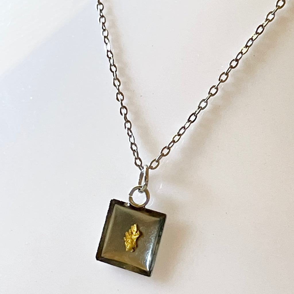 Gold Nugget Necklace (silvery chain)