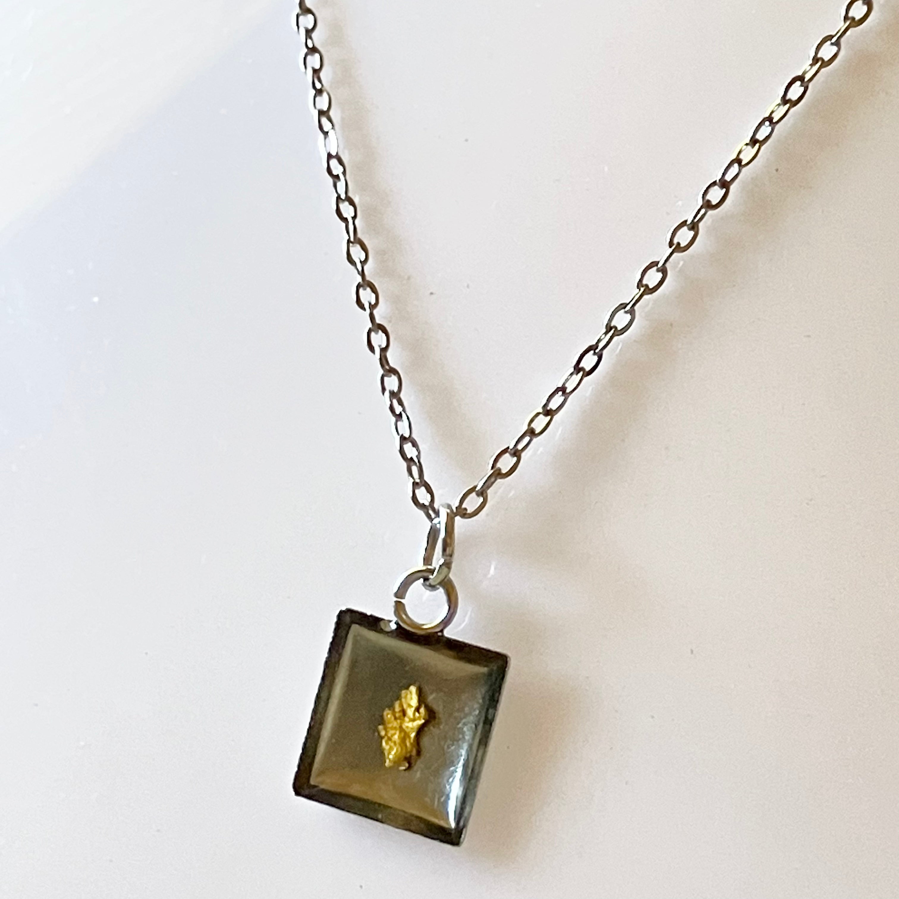 Gold Nugget Necklace (silvery chain)