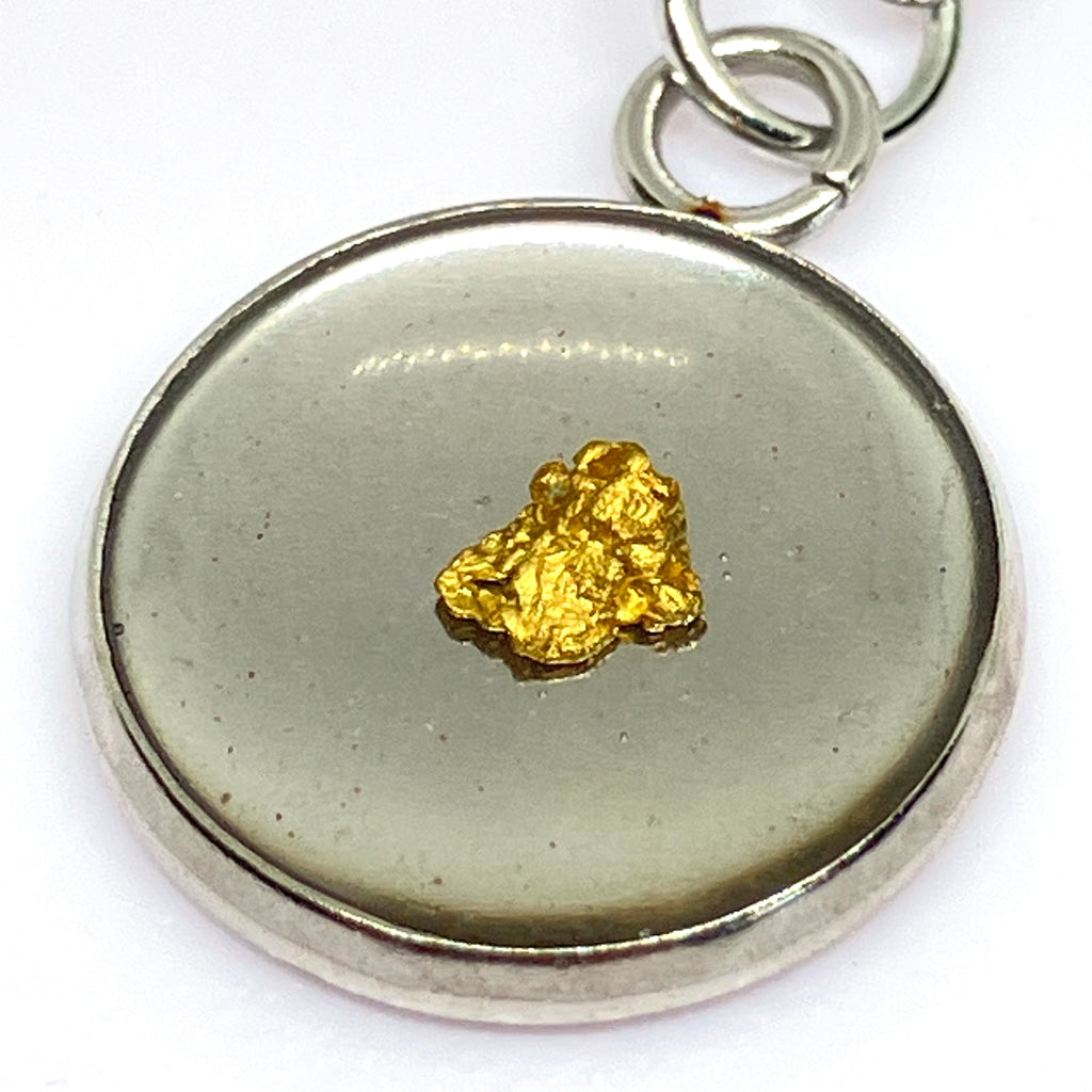 Gold Nugget Necklace (silvery chain)